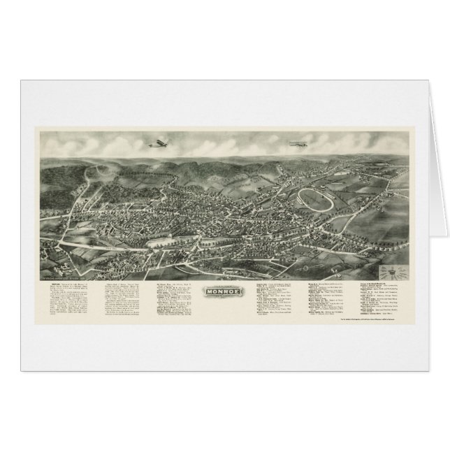 Cartão Monroe, mapa panorâmico de NY - 1923 (Frente Horizontal)