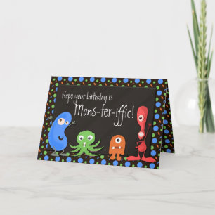 Cartão Mons-ter-iffic Cute Monster Custom Birthday Cards