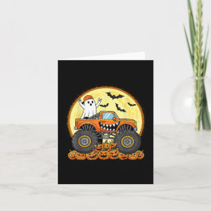 Cartão Monster Truck Cute Boo Pumpkin Kid Dia de as Bruxa