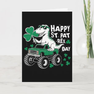 Cartão Monster Truck St Patricks Dia Dinossauro Feliz St 