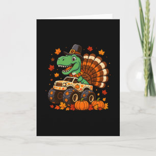 Cartão Monster Truck Trex Dinossauro Peru Fall Dia de Açã