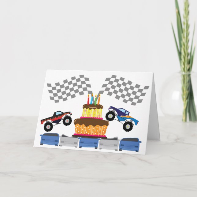Cartão Monster Trucks and Cake Birthday Weekend card (Frente)