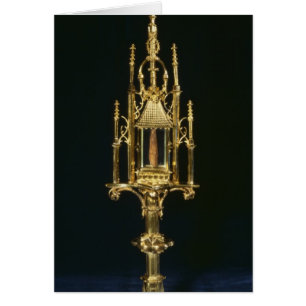 Cartão Monstrance do relicário com parte de cruz