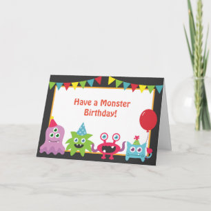 Cartão Monstrinho Fofo Feliz Aniversário