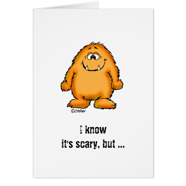 Cartão Monstro alaranjado lunático bonito por Send2smiles (Frente)