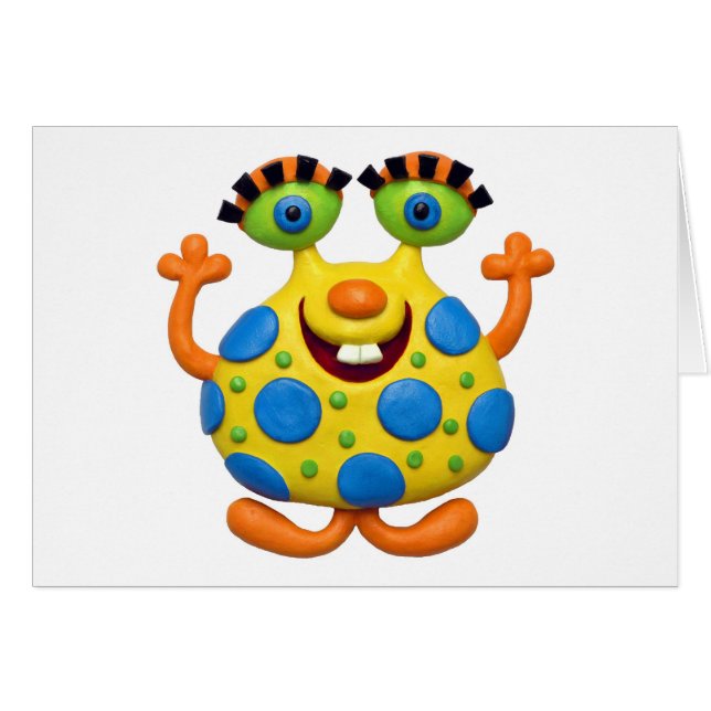 Cartão Monstro amarelo manchado (Frente Horizontal)