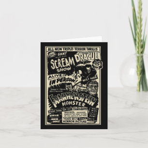 Cartão Monstro de Filme de Terror Múmia Drácula Lobisomem