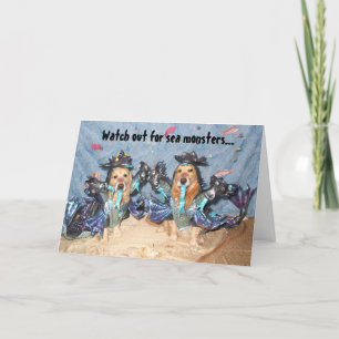 Cartão Monstro de mar o Dia das Bruxas do golden