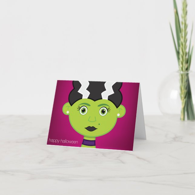 Cartão Monstro de menina verde (Frente)