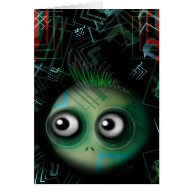 Cartão Monstro do Kawaii Verde (Frente)