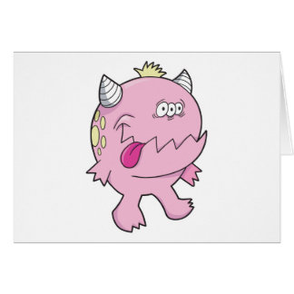Cartão monstro mordedor de língua rosa adorável