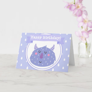Cartão Monstro roxo - Aniversário de criança