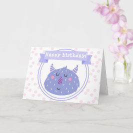 Cartão Monstro roxo - Aniversário de criança