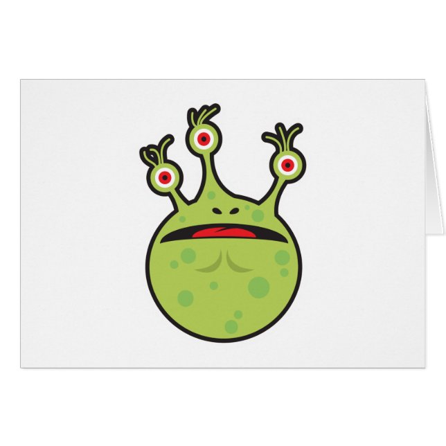 Cartão monstro verde engraçado (Frente Horizontal)