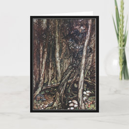 Cartão Monstros de Halloween em uma árvore Arthur Rackham