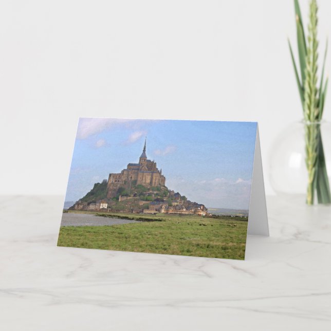 Cartão Mont Saint Michele Watercolor Greeting Card (Frente)