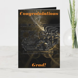 Cartão Montage ink drawing - sports car the centerpiece.