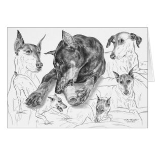 Cartão Montagem do Doberman Pinscher Dog por Kelli Swan