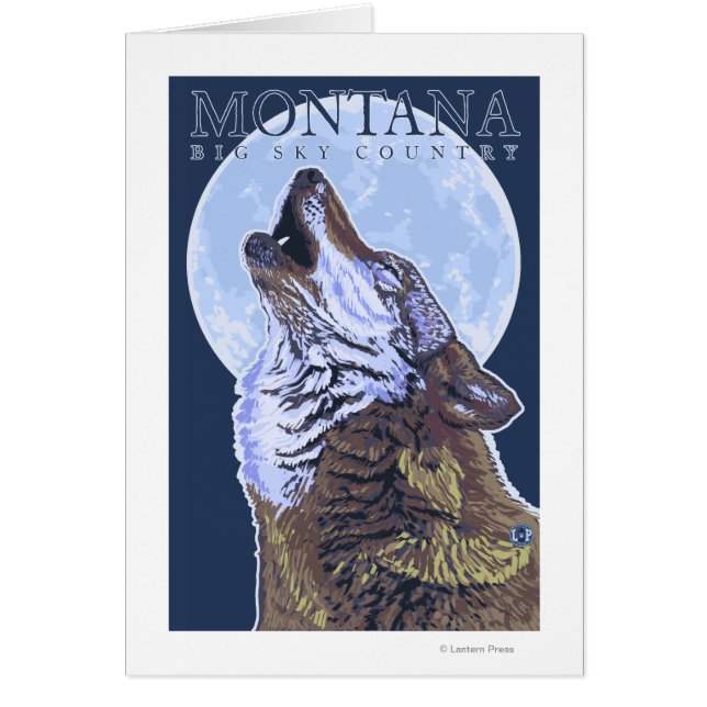 Cartão Montana - Big Sky CountryHowling Wolf (Frente)
