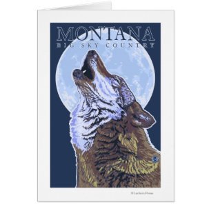 Cartão Montana -- Lobo grande de CountryHowling do céu