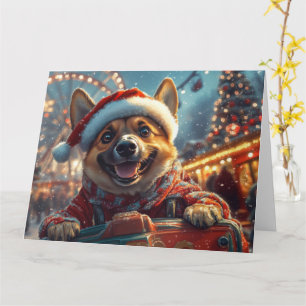Cartão Montanha-russa de Cachorro Malinois Belga Natal