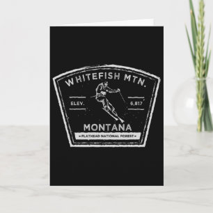 Cartão Montanha Whitefish Montana Esquiando na Neve