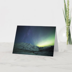 Cartão Montanhas   Aurora Borealis e Via Látea do Alasca
