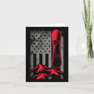 Cartão Montanhas de Snowboard América Flag American Winte