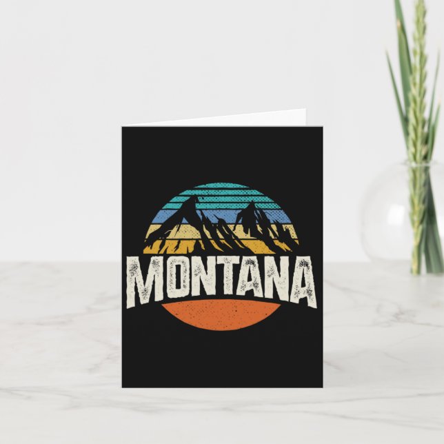 Cartão Montanhas Montana Retro Design Hiking Mt (Frente)