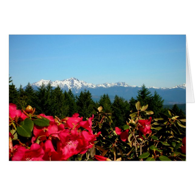 Cartão Montanhas olimpiadas e rododenrons (Frente Horizontal)