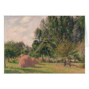 Cartão Monte de feno de Camille Pissarro , manhã, Eragn