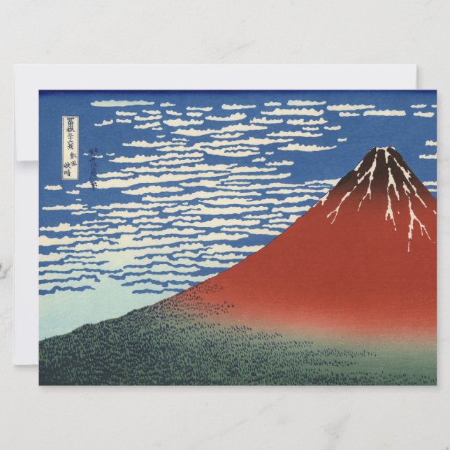 Cartão Monte Fuji em tempo limpo (Red Fuji) (Hokusai) (Frente)
