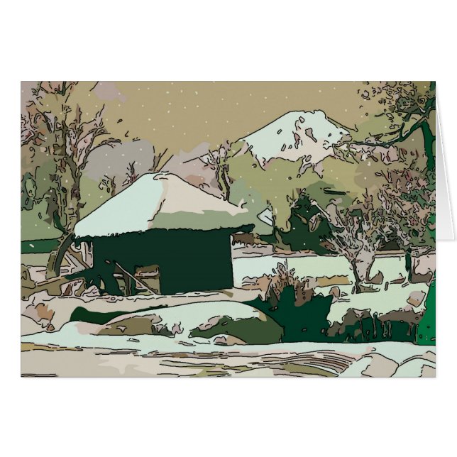 Cartão Monte Fuji Na Neve (Frente Horizontal)