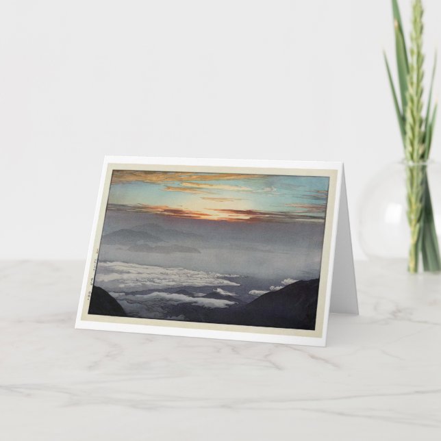 Cartão Monte Hôo, Hiroshi Yoshida, Woodcut (Frente)