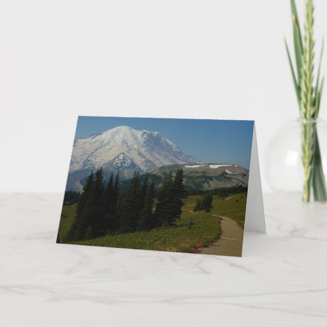 Cartão Monte Rainier da trilha Sourdough Ridge (Frente)