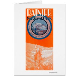 Cartão Monte Rainier Poster - Horseback Riding