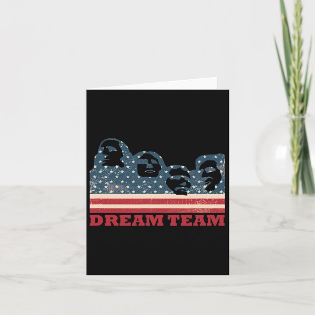Cartão Monte Rushmore Dream Team Patriotic Usa Flag Ameri (Frente)