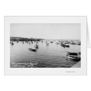 Cartão Monterey, CA - Baía com Centenas de Barcos de Made