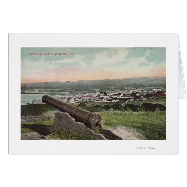 Cartão Monterey, CA - Vista visual de pássaro de Monterey (Frente Horizontal)