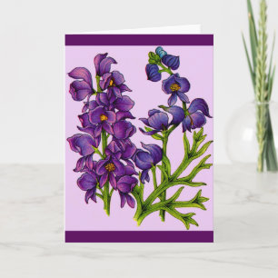 Cartão montes roxos flores impressão