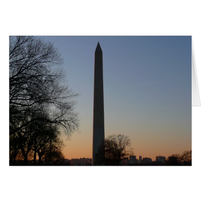 Cartão Monumento a Washington ao Pôr-do-Sol em DC (Frente Horizontal)