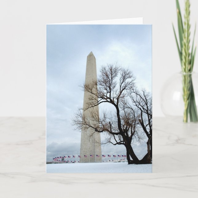 Cartão Monumento a Washington no inverno (Frente)