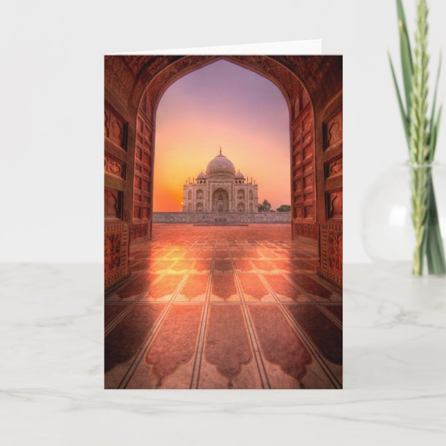 Cartão Monuments | Taj Mahal, India at Sunset (Frente)