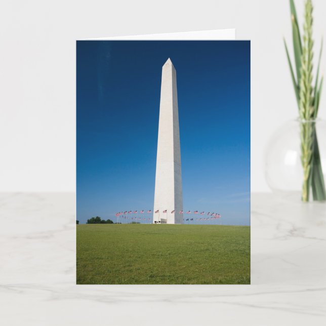 Cartão Monuments | Washington Monument with Flags (Frente)