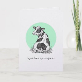 Cartão Moo-chas Grassy-ass punny thank you funny card