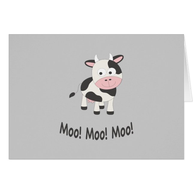 Cartão Moo Moo Moo Cute Cartoon Cow (Frente horizontal)