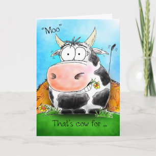 Cartão Moo Significa Parabéns Cartoon Cow Card