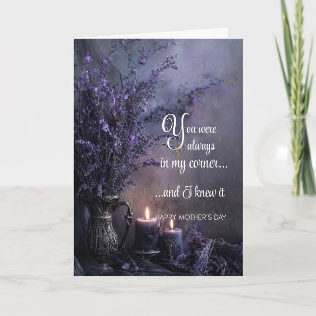 Cartão Moody, Elegant Mother's Day Lavender Dark Floral  (Frente)
