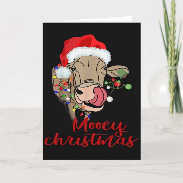 Cartão Mooey Christmas Cow T Shirt Heifer Farmer Xmas Gif (Frente)