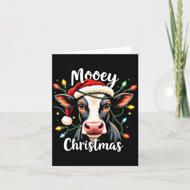 Cartão Mooey Christmas Funny Xmas Cow Cattle Lovers  (Frente)